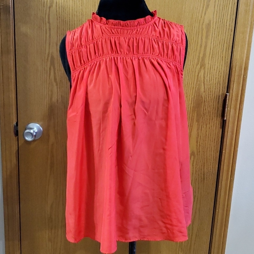 Joie lightweight pintuck gathered sleeveless top red